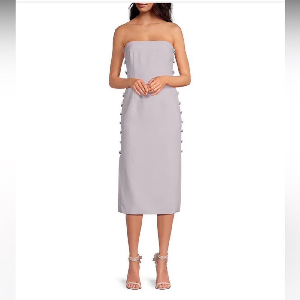 NWT Gianni Bini
x Caelynn Bell Tori Crepe Side Button Cut Out Strapless Dress - Picture 12 of 15